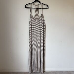 Eberjey Womens Large Striped Jersey Knit Built In Bea Maxi Dress Lounge Beachy